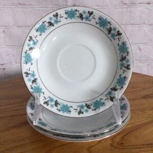 Vintage Blue Floral Saucers - Set of 3